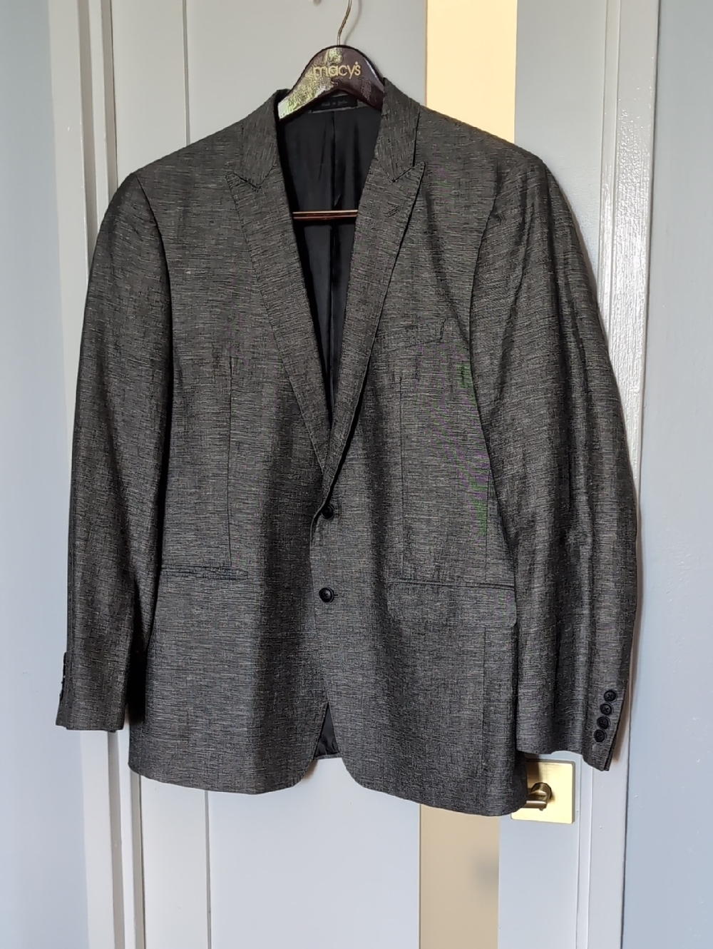 Calvin Klein Charcoal Linen Two-Button Blazer